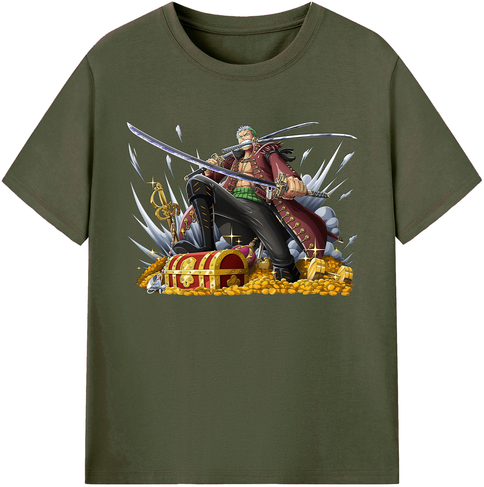 ワンピース ロロノア・ゾロ ONE PIECE Roronoa Zoro 綿100％ メンズ半袖Tシャツ｜肌触りやわらか＆通気性